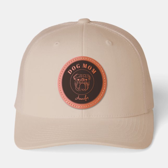 Dog Mom Bulldog Leather Patch Hat (Front)