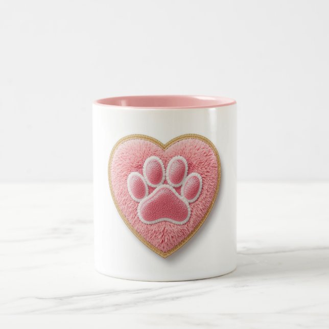 Dog Mom Ceramic Coffee Mug | Heart Paw Print (Center)