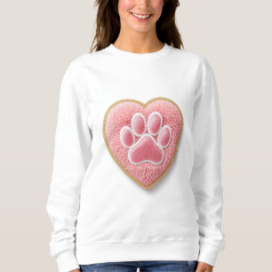 Dog Mom Chenille Embroidery Sweatshirt Heart Paw