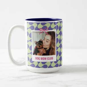 Dog Mom Club Birthday Gift Custom Pet Owner Photo Two-Tone Coffee Mug