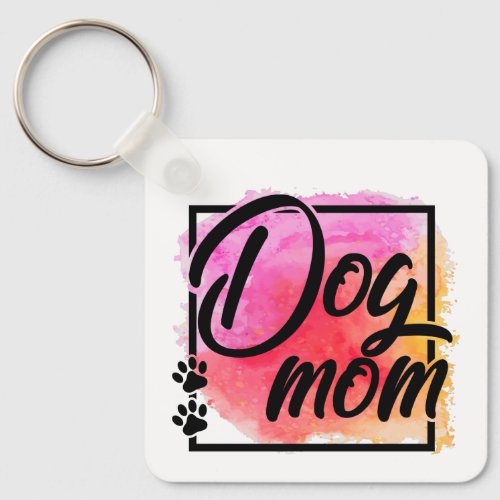 Dog mom colorful photo name keychain