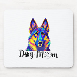 Dog Mom Cool Colorful German Shepherd Heart Paw Pr Mouse Pad