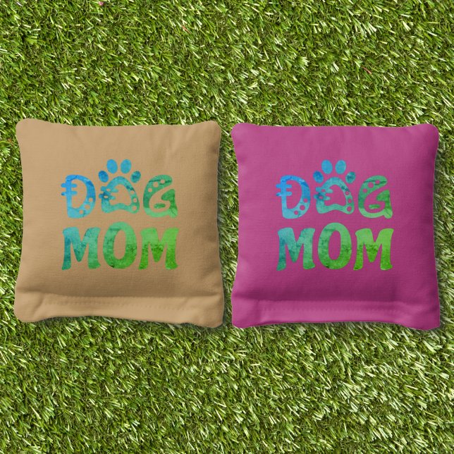Dog Mom Cornhole Bags (Grass)