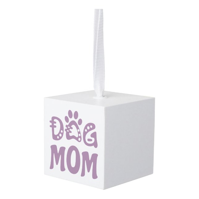 Dog Mom Cube Ornament (Back Angled)