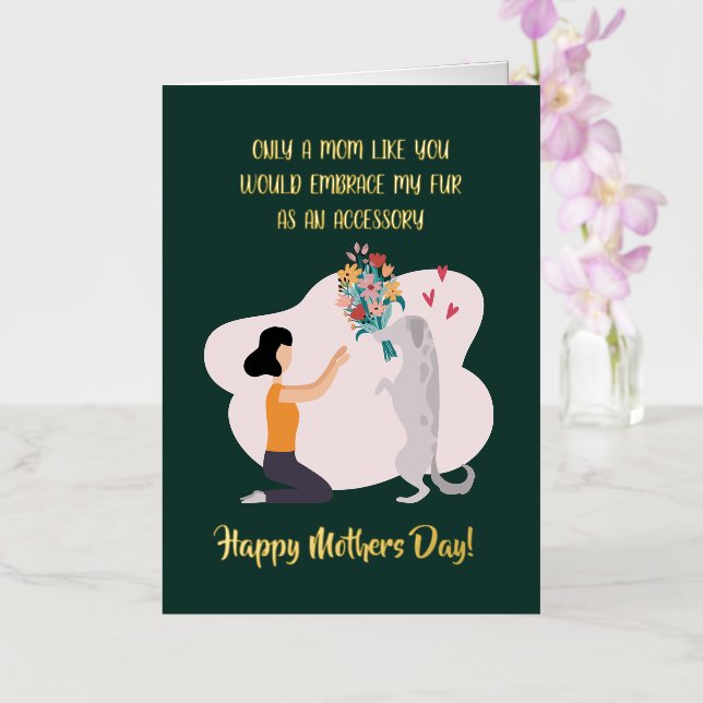 Dog Mom Custom Happy Mother's Day Foil Holiday Card (Orchid)