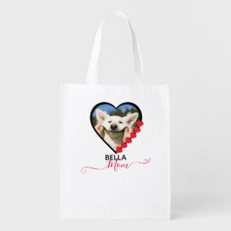 Dog Mom Custom Pet Photo Dog Lover Grocery Bag
