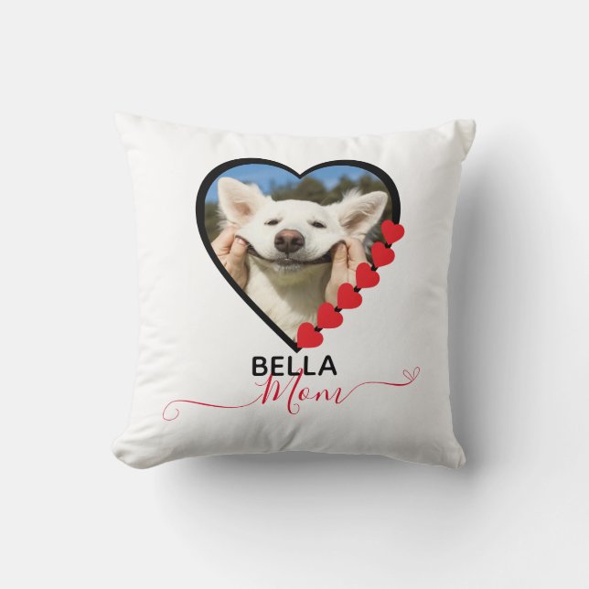 Dog Mom Custom Pet Photo Dog Lover Throw Pillow (Front)