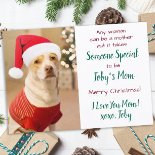 Dog Mom Custom Pet Photo Merry Christmas Holiday Card