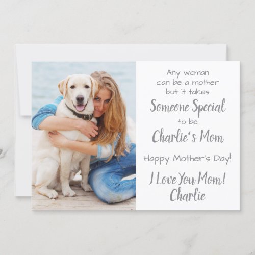 Dog Mom Custom Pet Photo Mothers Day Holiday Card