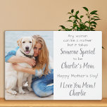 Dog Mom Custom Pet Photo Mother's Day Plaque<br><div class="desc">"Any woman can be a mother , but it takes someone special to be Your Dog Mom ." ! This Mothers Day give Mom a cute personalized pet photo plaque from her best friend. Personalize with the dog's name & favorite photo. This dog mom mothers day plaque will be a...</div>