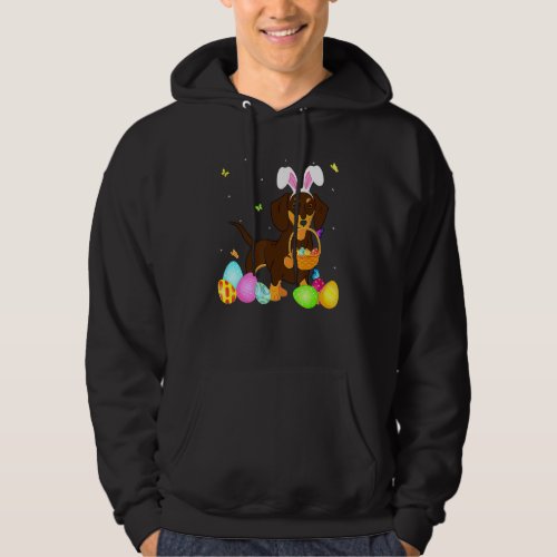 Dog Mom  Cute Bunny Dachshund Eggs Easter Day Hoodie