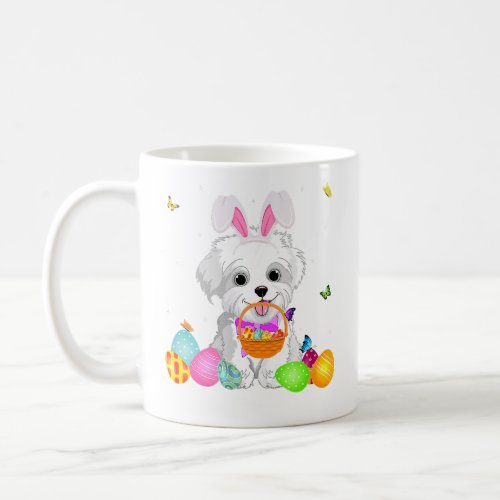 dog mom  cute bunny maltese eggs easter day  coffee mug