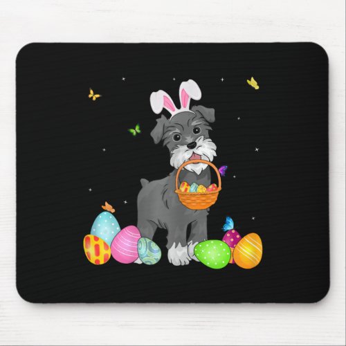 Dog Mom Cute Bunny Schnauzer Eggs Easter Day  Mouse Pad