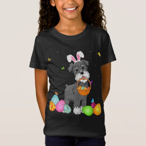 Dog Mom Cute Bunny Schnauzer Eggs Easter Day T_Shirt