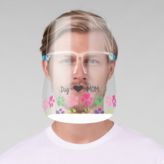 Dog Mom | Cute Colorful Pet Print pattern Face Shield (Insitu)