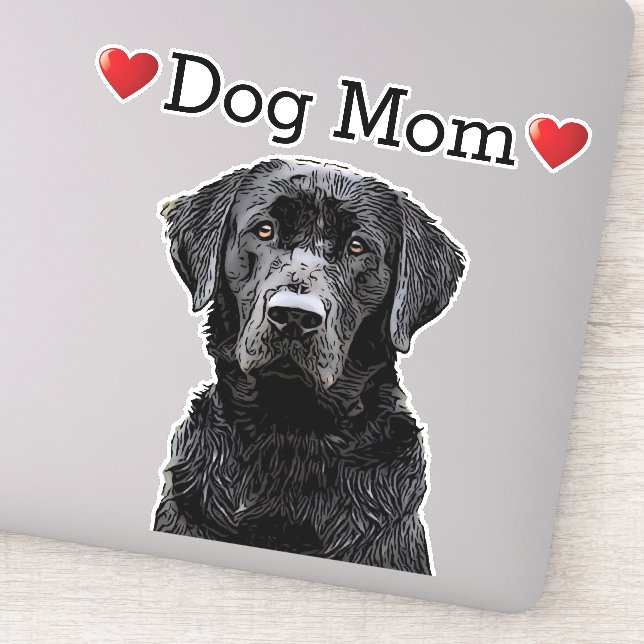 Dog Mom Cute Heart Black Lab Animal Car Sticker (Detail)