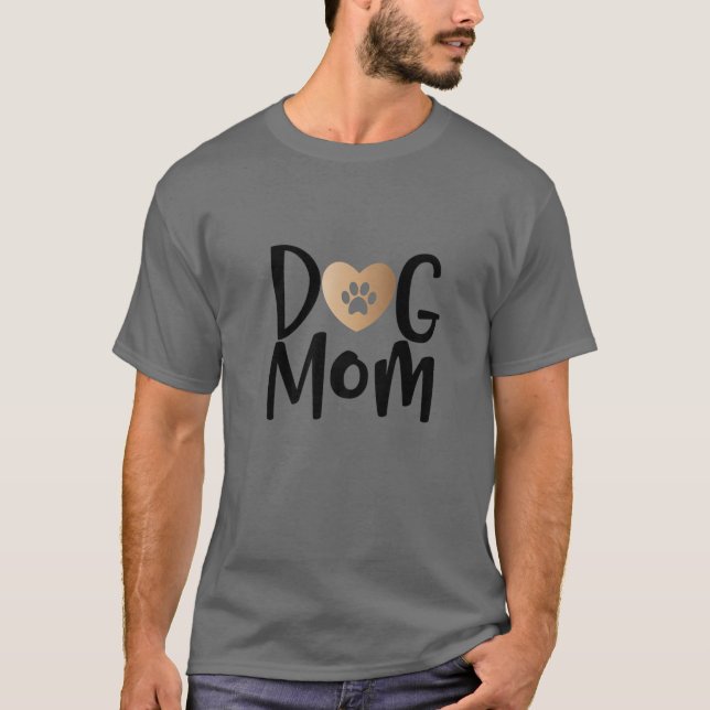 Dog Mom Cute Pawprint I Love My Dog T-Shirt (Front)