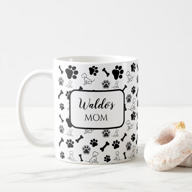 Dog Mom / Dad Coffee Mug Gift Black and White (With Donut)