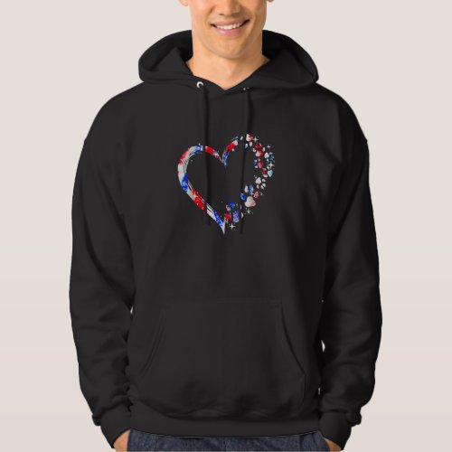 Dog Mom Dad Puppy Love Dogs Paw Heart Tie Dye 4th  Hoodie
