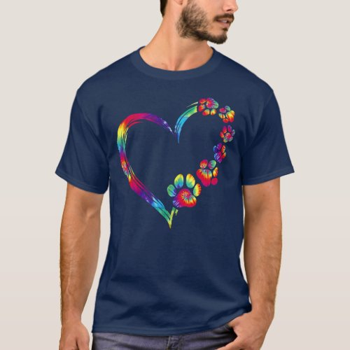 Dog Mom Dad Puppy Love Dogs Paw Print Heart Tie T_Shirt