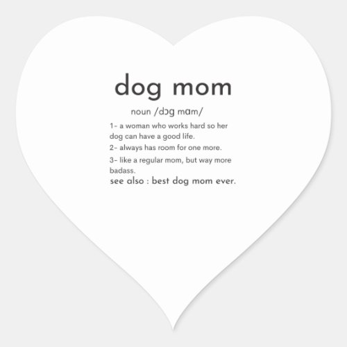 Dog mom definition funny mothers day heart sticker
