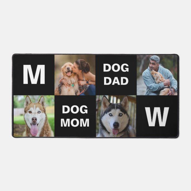 Dog Mom Dog Dad Custom Photo Collage Desk Mat (Front)