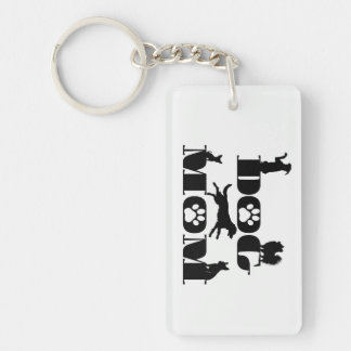 Dog Mom Dog Silhouette Paw Print Cute Pet Lover Keychain