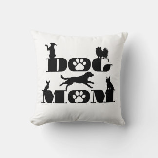 Dog Mom Dog Silhouette Paw Print Cute Pet Lover Throw Pillow