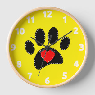 Dog Mom Drawing Yellow Clock