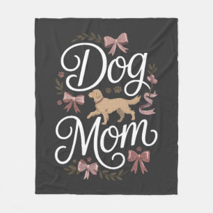 Dog Mom Elegant Coquette Golden Retriever Design Fleece Blanket