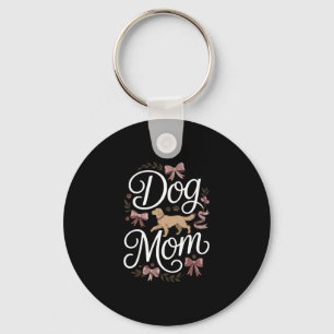 Dog Mom Elegant Coquette Golden Retriever Design Keychain