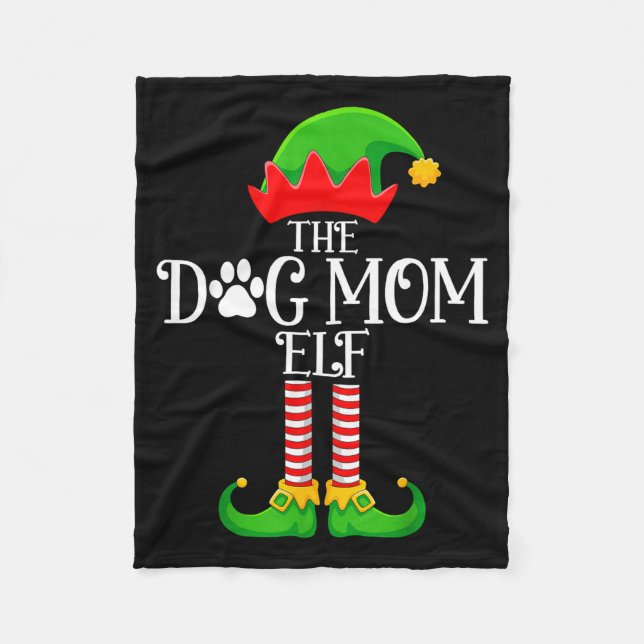 Dog Mom Elf Christmas Family Matching Funny Love E Fleece Blanket (Front)