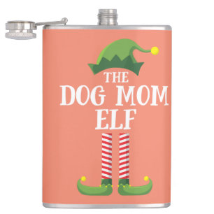 Dog Mom Elf Matching Family Group Christmas Party Flask