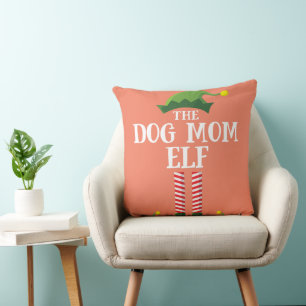 Dog Mom Elf Matching Family Group Christmas Party Throw Pillow