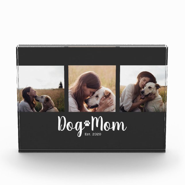 Dog Mom Established Script Black 3 Photo  Acrylic Award (Front)