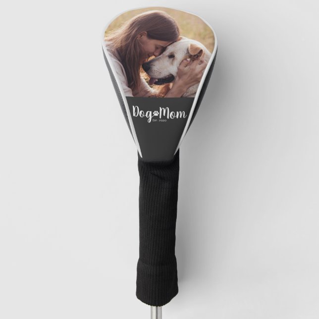 Dog Mom Established Script Photo Golf Head Cover (Front)