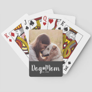 Dog Mom Established Script Photo Poker Cards