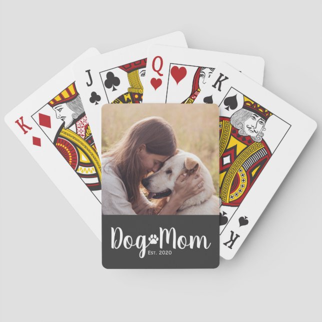Dog Mom Established Script Photo Poker Cards (Back)