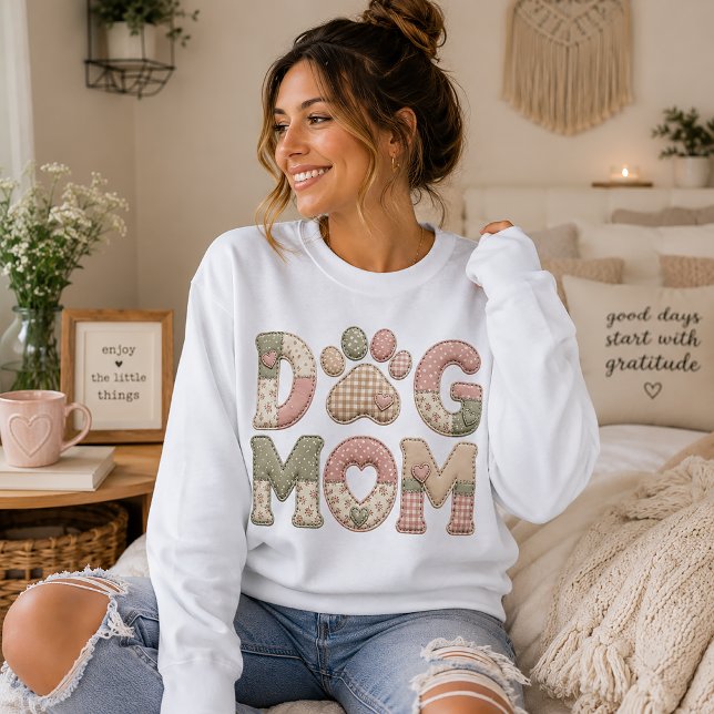 Dog Mom Faux Patchwork Sweatshirt (Creator Uploaded)