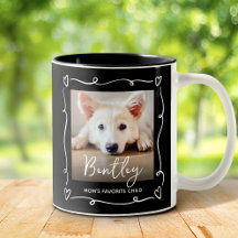 Dog Mom Favorite Child Photo Hearts Doodles Black