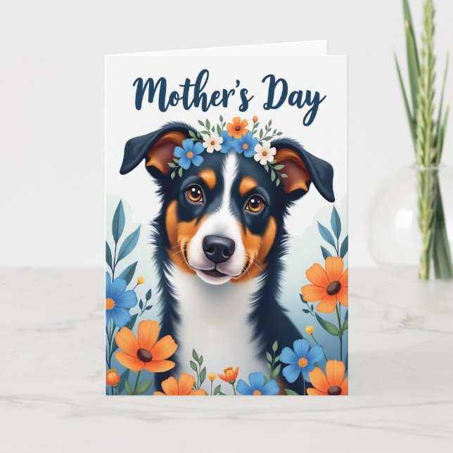 Dog Mom Floral Mothers Day Card (Front)
