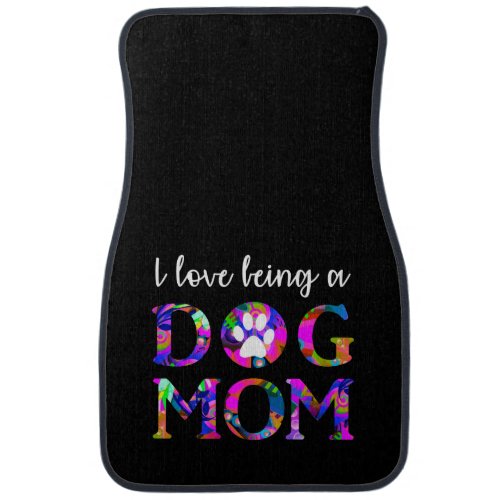 Dog Mom Floral Pattern Text 4_piece Car Floor Mats