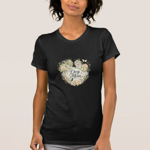 Dog Mom Floral Paw Print T-Shirt for Proud Pet Lov