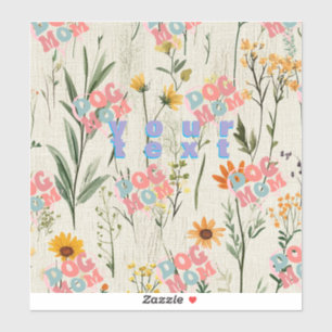 dog mom  floral  sticker
