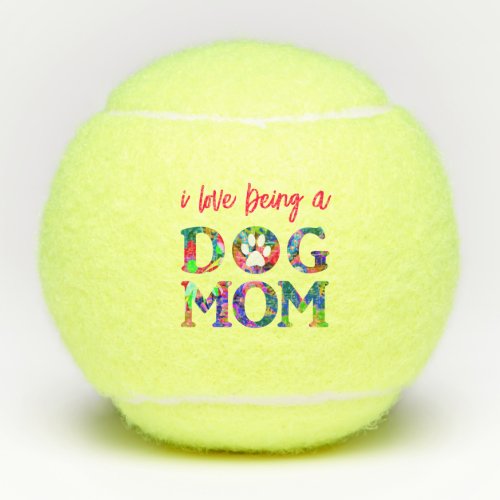 Dog Mom Floral Text Tennis Balls