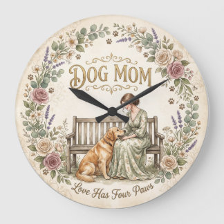 Dog Mom Floral Wall Clock