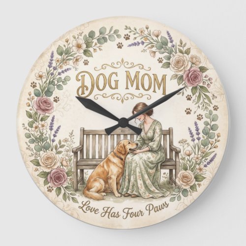 Dog Mom Floral Wall Clock