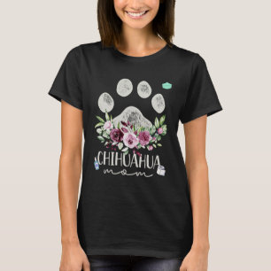 Dog Mom  for Women  Paw Print Floral Graphic T-Shirt