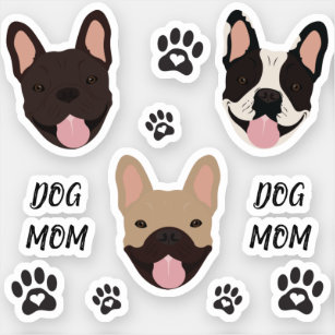 Dog Mom French Bulldogs Paw Print Sticker