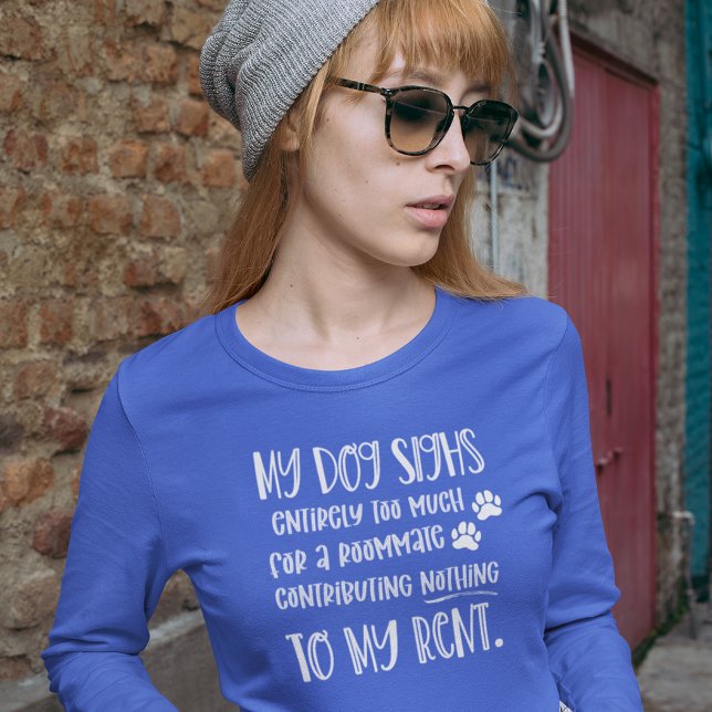 Dog Mom Funny Custom Photo Women's Long Blue  T-Shirt (Creator Uploaded)